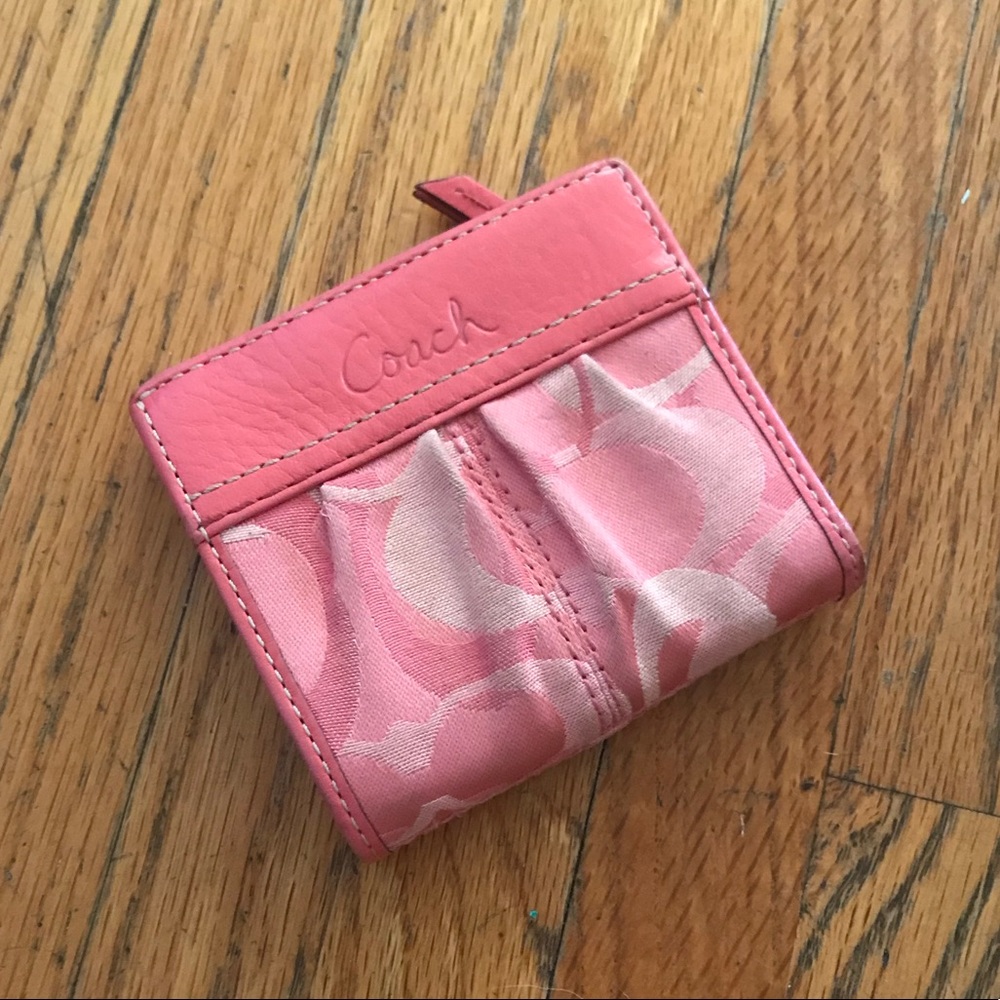 Coach pink logo wallet small size coin purse